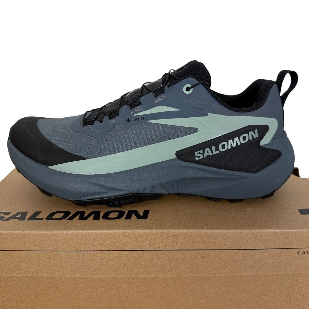 Salomon Genesis GTX Gore Tex Womens 6 EUR 37.33 Trail Running Shoes Black Green